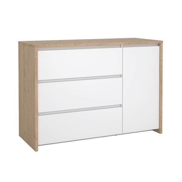 Comodă albă-în culoare naturală cu aspect de lemn de stejar 119x84x48 cm Next – Tvilum-image-2