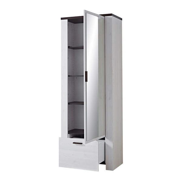 Dulap cu oglindă, detalii decorative cu model stejar Germania Havanna, alb - maro-image-3