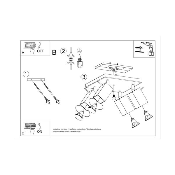 Spot gri 25x25 cm Toscana – Sollux-image-4