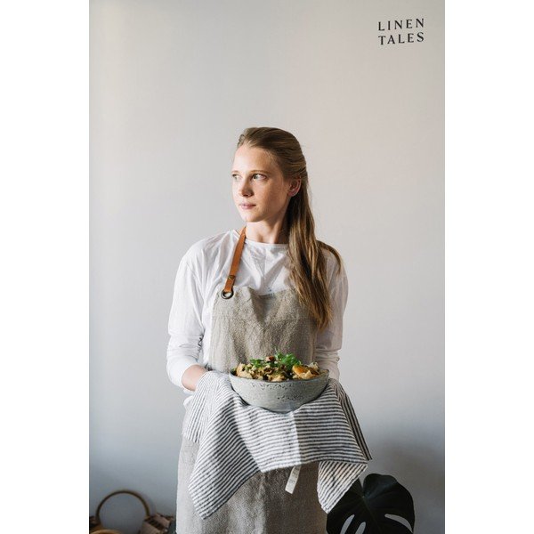 Prosop de vase din in 45x65 cm Thin Black Stripes – Linen Tales-image-1