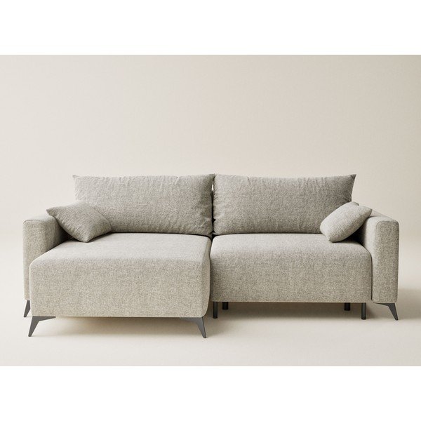 Colțar bej extensibil/cu spațiu de depozitare cu tapițerie din chenille (cu colț pe partea stângă/cu șezlong) Leon – Maison de Rêve-image-2