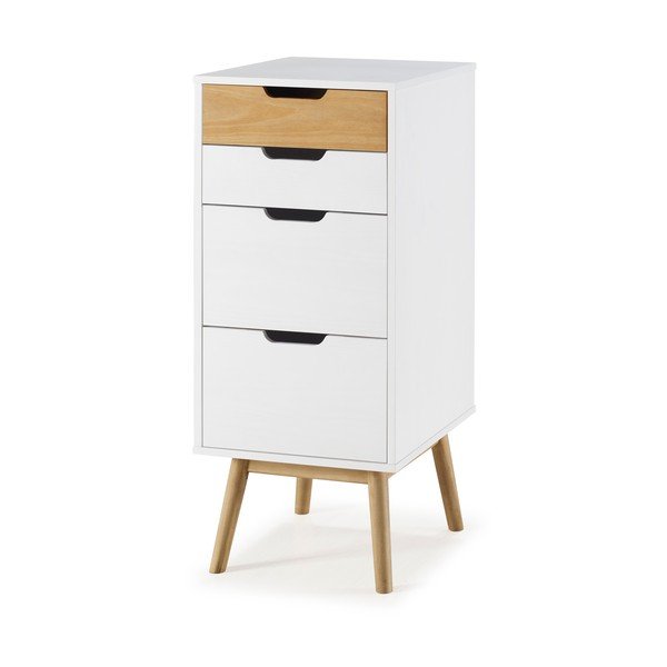 Comodă din lemn masiv de pin Marckeric Baku, lățime 40 cm, maro - alb-image-2