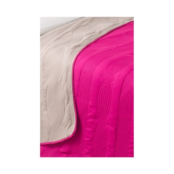 Cuvertură reversibilă din microfibră, 200 x 220 cm, roz fucsia-image-1