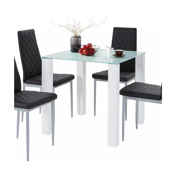 Set masă cu 4 scaune Støraa Nara, negru-image-1