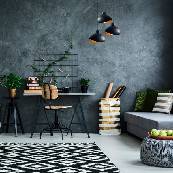 Lustră neagră cu abajur din metal ø 50 cm Sivani – Opviq lights-image-1