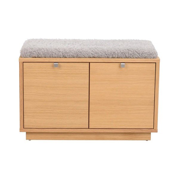 Pantofar gri/în culoare naturală cu bancă cu aspect de lemn de stejar Confetti – Rowico-image-2