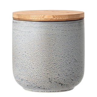 Borcan din gresie ceramică capac din bambus Bloomingville Kendra, 1,3 l, gri
