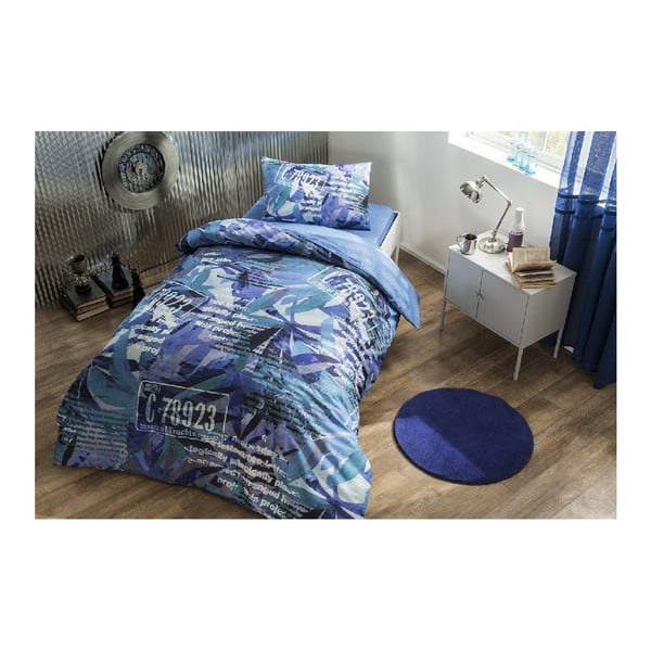 Set lenjerie de pat din bumbac pentru pat de o persoană Ranforce Bluish, 160 x 220 cm