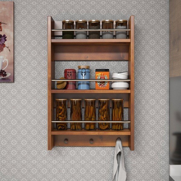 Etajeră din lemn pentru bucătărie Selo Walnut-image-3