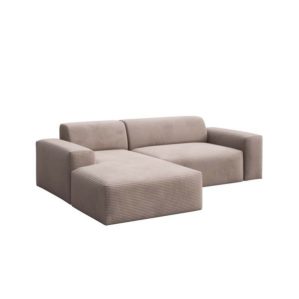 Colțar bej extensibil cu tapițerie din catifea reiată  (colț pe partea  stângă ) Fluvio – MESONICA-image-2