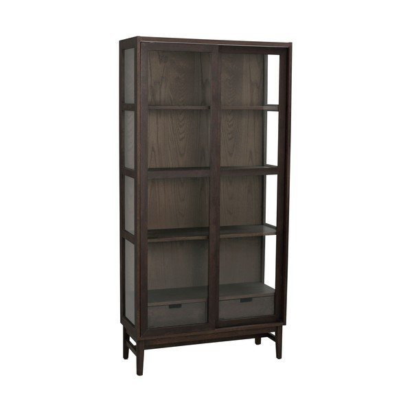 Vitrină maro cu aspect de lemn de stejar cu ușă glisantă 100x203 cm Hazelton – Rowico-image-2