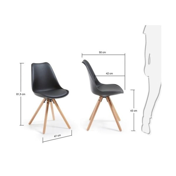 Scaun cu picioare de lemn La Forma Lars, negru-image-4