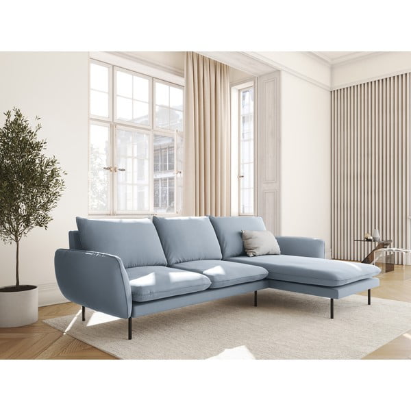 Colțar albastru deschis cu tapițerie din catifea (cu colțar pe partea dreaptă) Vienna – Cosmopolitan Design-image-1