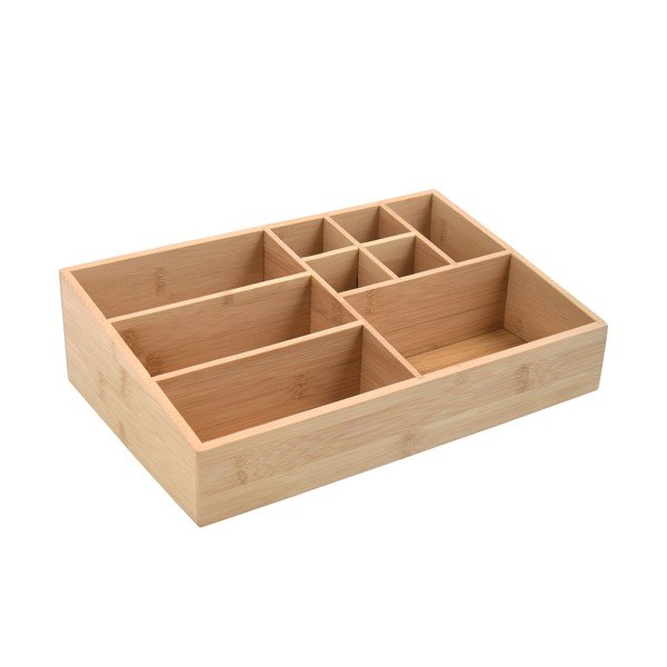 Organizator de baie în culoare naturală pentru cosmetice, din bambus Isalys – MSV