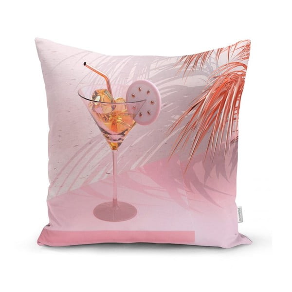 Față de pernă Minimalist Cushion Covers Drink With Pink BG, 45 x 45 cm