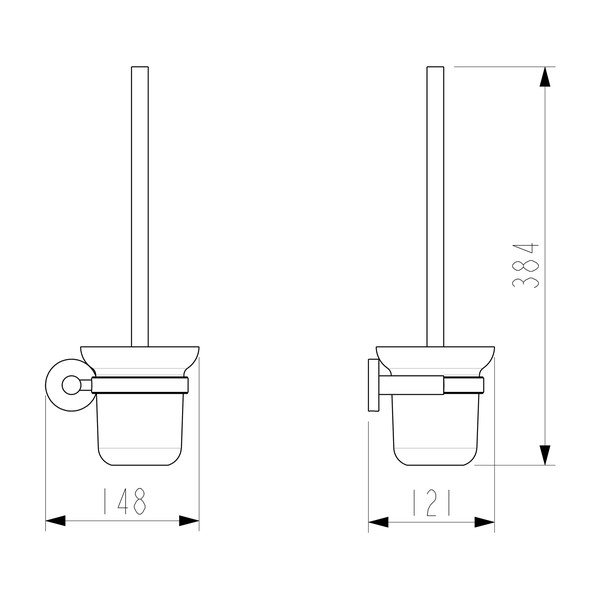 Perie WC din alamă cu suport de perete Sapho, negru-image-1