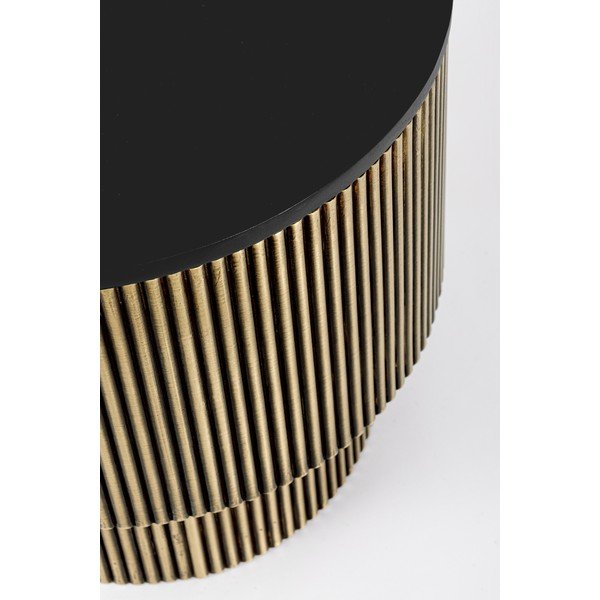 Măsuță de cafea neagră/aurie rotundă cu blat din lemn de mango ø 50 cm Virat – Bizzotto-image-3