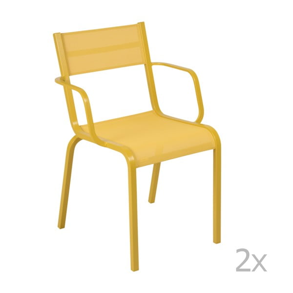 Set 2 scaune de grădină Fermob Oléron Arms, galben
