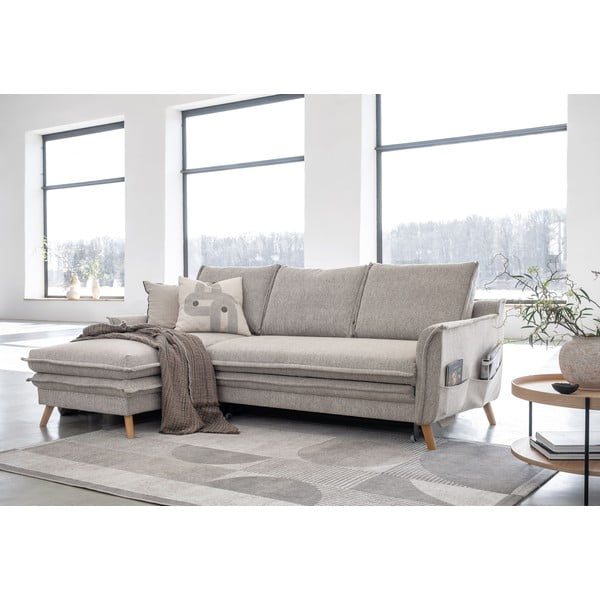 Colțar grej extensibil/cu spațiu de depozitare (cu colț pe partea stângă/cu șezlong) Charming Charlie – Miuform-image-3