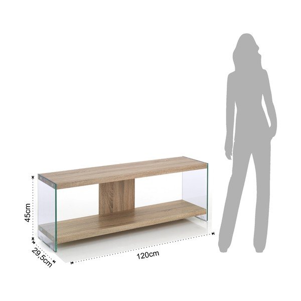 Comodă TV în culoare naturală din sticlă 120x45x29,5 cm Nancy – Tomasucci-image-4