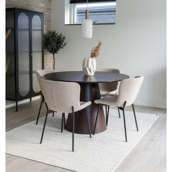 Masă de dining rotundă cu blat cu aspect de lemn de nuc ø 120 cm Bolton – House Nordic-image-1