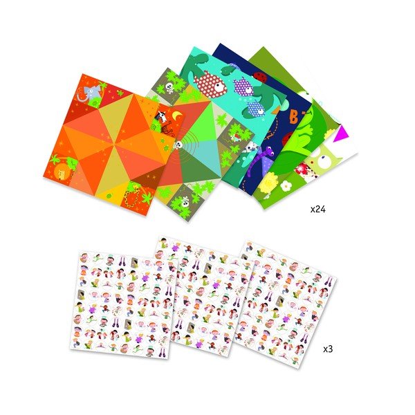 Set hârtii origami cu autocolante Djeco Fortune-image-2
