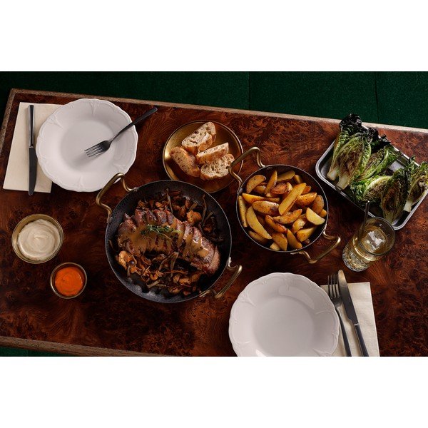 Farfurie argintie pentru servire din metal ø 24 cm Serve – BonBistro-image-2