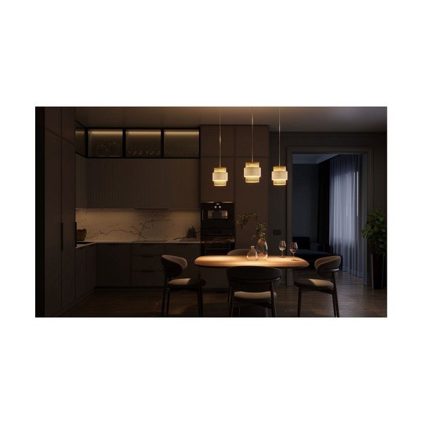 Lustră în culoare naturală cu abajur din ratan/cu abajur textil Abra 2 – GTV-image-2