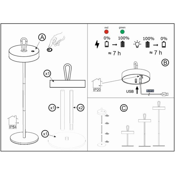 Veioză neagră LED (înălțime 47 cm) Dord – Fischer & Honsel-image-1
