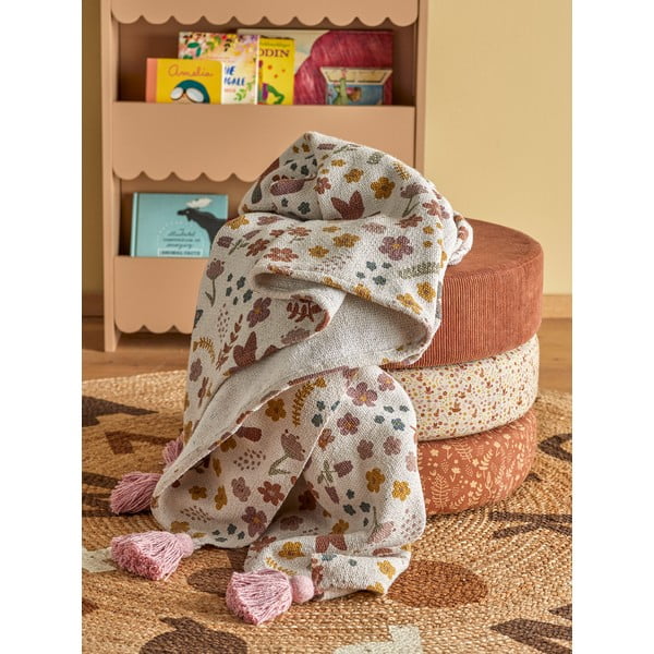 Pătură pentru copii albă-roz 130x160 cm Kristine – Bloomingville Mini-image-1