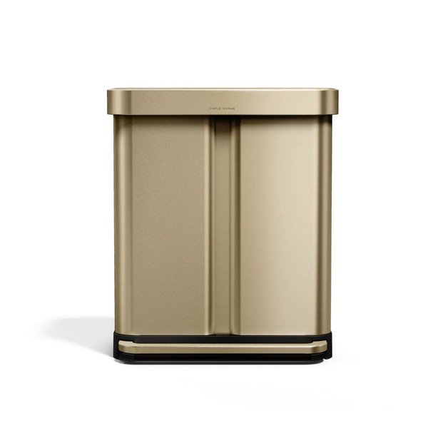 Coș de gunoi auriu mat pentru reciclare/cu pedală 34+24 l din oțel – simplehuman-image-4
