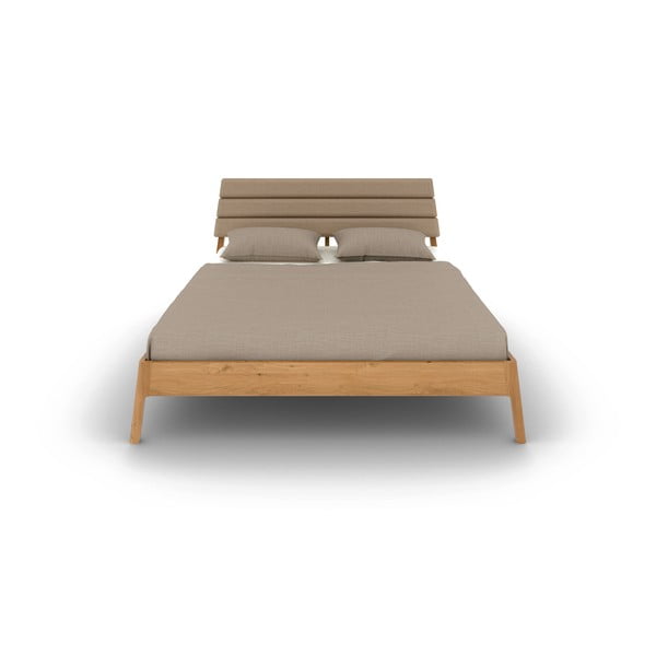 Pat matrimonial în culoare naturală din lemn   de stejar 140x200 cm Twig – The Beds-image-2