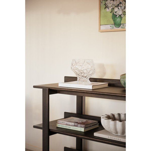 Masă consolă în culoare naturală închisă cu blat cu aspect de lemn de stejar 43x150 cm Kilian – Rowico-image-3