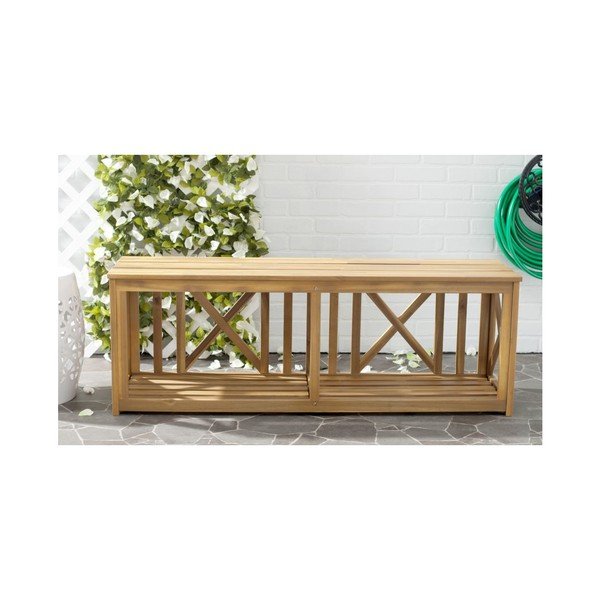 Bancă pentru grădină din lemn de acacia Safavieh Branco Nature-image-2