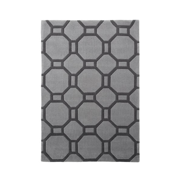 Covor țesut manual Think Rugs Hong Kong Tile Grey, 90 x 150 cm, gri