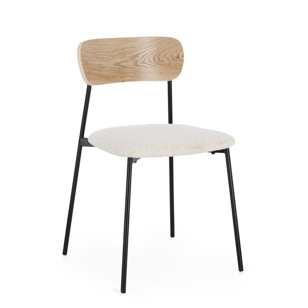 Scaun de dining crem stivuibil tapițat Genevieve – Bizzotto