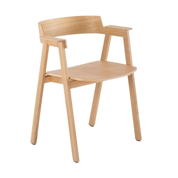 Scaun de dining în culoare naturală cu cotiere din lemn de stejar Flip – Gazzda