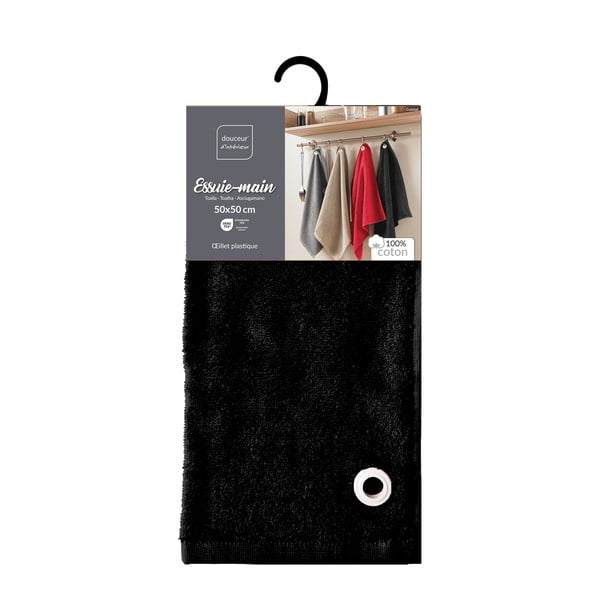 Prosop negru din bumbac din frotir 50x50 cm Cuistot – douceur d'intérieur-image-3