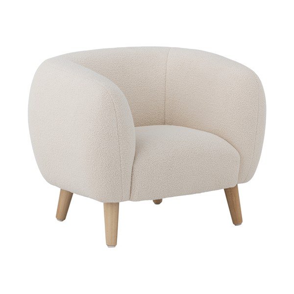 Fotoliu de copii alb cu tapițerie din țesătură bouclé Cade – Bloomingville Mini