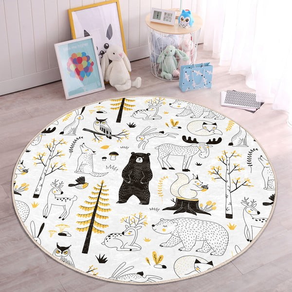 Covor pentru copii galben/alb ø 100 cm Comfort – Mila Home-image-4