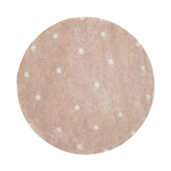 Covor pentru copii roz deschis lavabil/țesut manual din bumbac ø140 cm Round Dot Rose – Lorena Canals