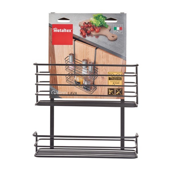 Raft metalic suspendat pentru bucătărie Metaltex Galileo Lava Double, negru-image-3
