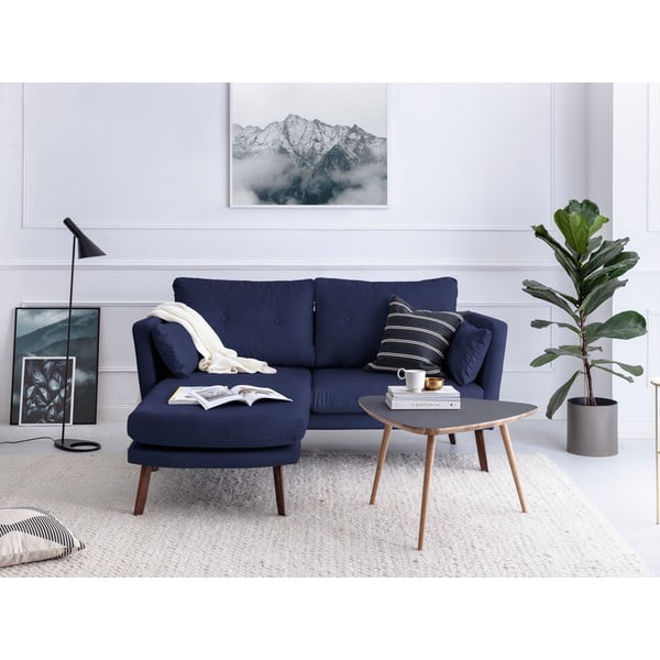 Canapea cu 3 locuri Mazzini Sofas Elena, cu șezlong pe partea stângă, albastru marin-image-1