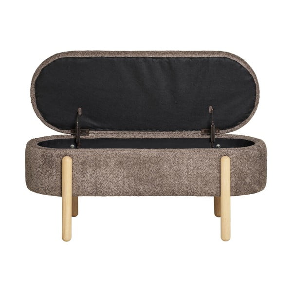 Bancă maro cu tapițerie din țesătură bouclé Branca – House Nordic-image-2