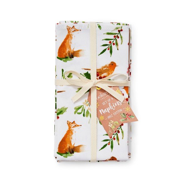 Set 4 șervețele din bumbac Cooksmart ® A Winters Tale, 45 x 45 cm