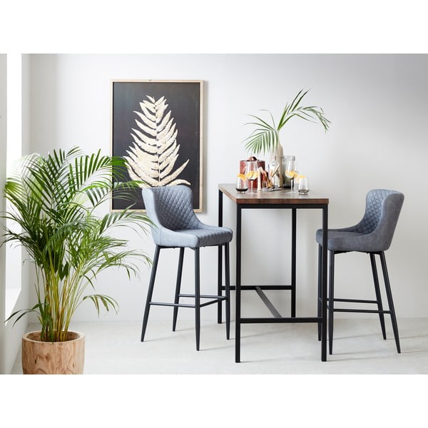 Scaun de bar gri din imitație de piele (înălțime șezut 77 cm) Ottowa – Unique Furniture-image-1