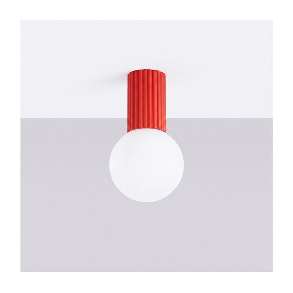 Plafonieră roșie din sticlă opal ø 12 cm Orbital – Sollux-image-2