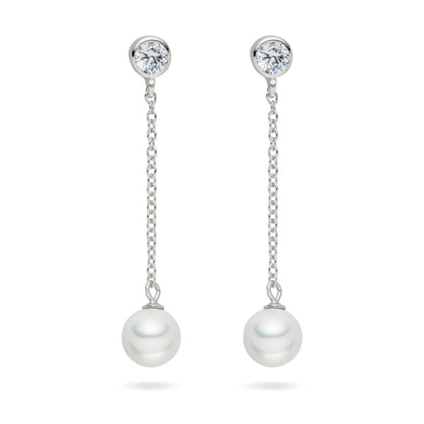 Cercei cu perle și zirkoniuElegance, 4.6 cm