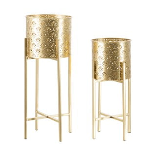 Set 2 suporturi pentru ghivece Mauro Ferretti Golvy, înălțime 52 cm, auriu