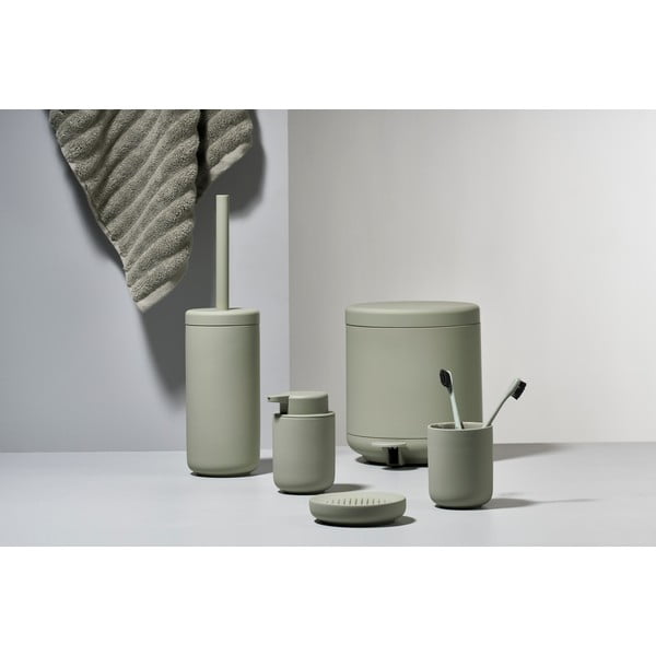 Perie din ceramică pentru toaletă Zone Eucalyptus, gri verde-image-3